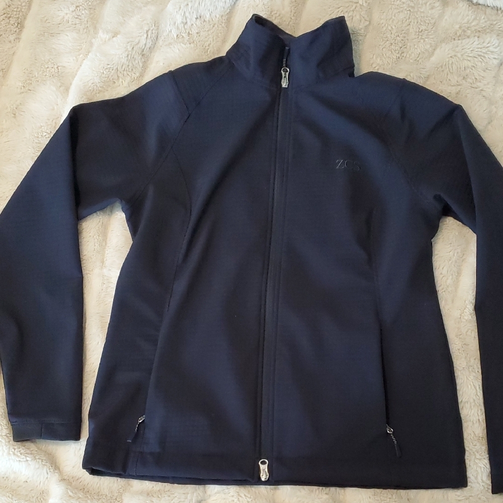 Lands End Outfitters Soft Shell Navy Blue Full Zip Jacket S